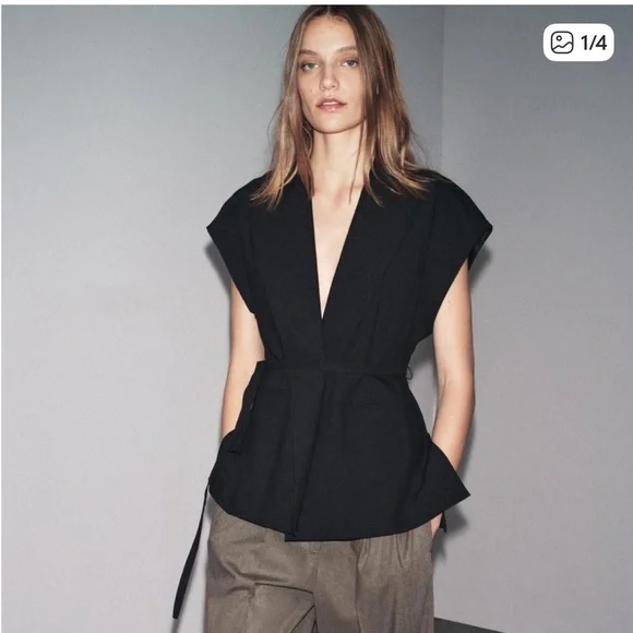 NWT Zara belted vest or crossover over blouse - Picture 6 of 6